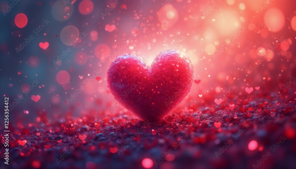 bright and colorful illustration with hearts and bokeh as abstract background of Valentine's Day holiday bright and colorful illustration with hearts and bokeh as abstract background of Valentine's Day holiday