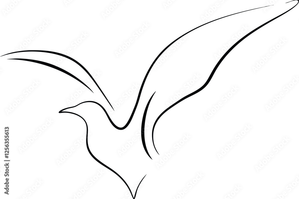 Elegant Minimalist Line Art Seagull Bird Flight Drawing Sketch Elegant Minimalist Line Art Seagull Bird Flight Drawing Sketch