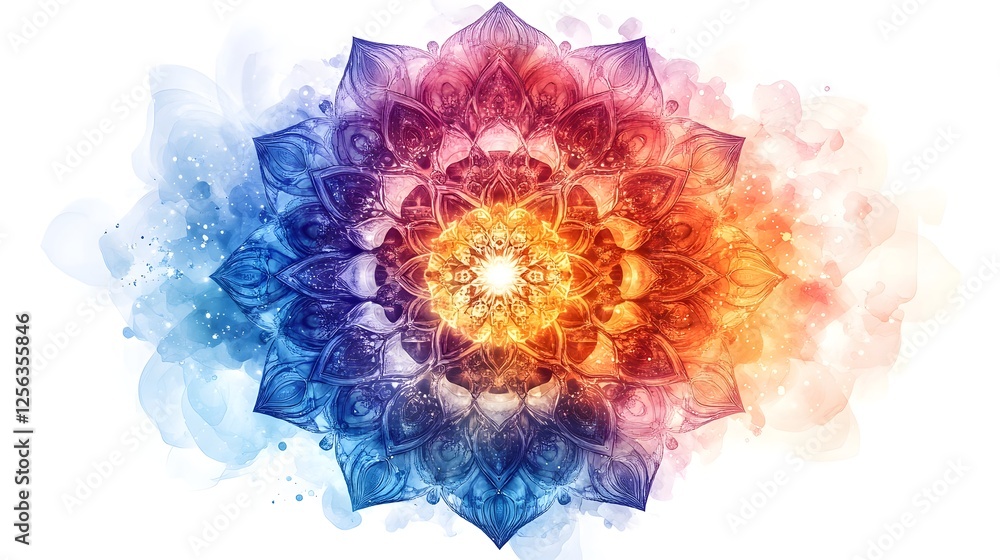 Fototapeta premium Vibrant Mandala Flower Design with Radiant Concentric Patterns