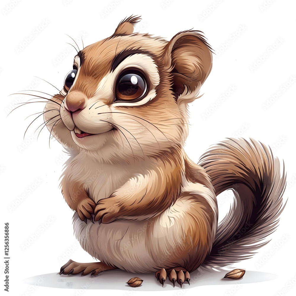 Fototapeta premium Cheerful chipmunk holding an acorn with a big, happy grin.