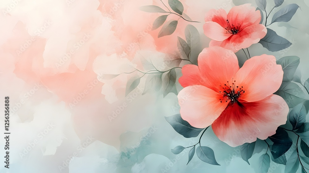Vibrant Pink Blossoming Flowers with Green Leaves and Soft Backdrop Vibrant Pink Blossoming Flowers with Green Leaves and Soft Backdrop