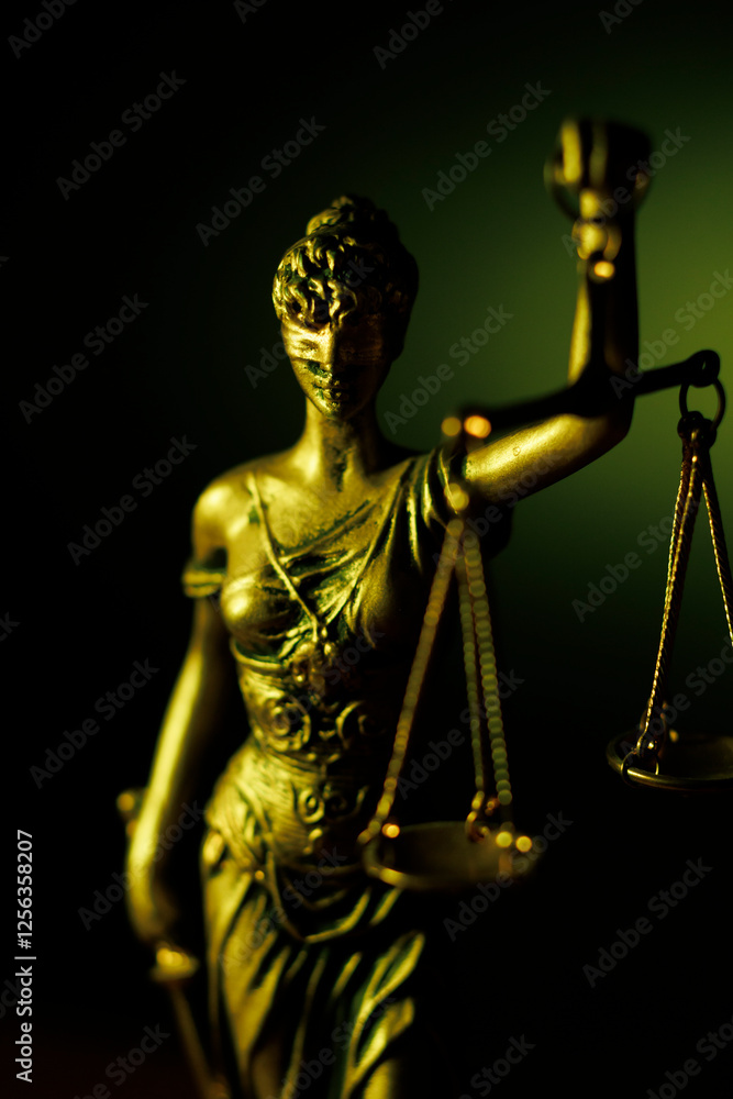 Obraz premium Lady Justice with green light background