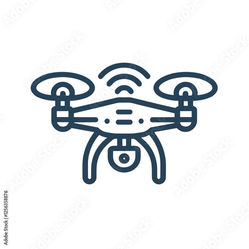 Line art of a drone with cameras and wireless signal