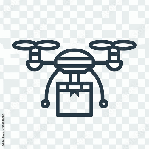 Stylized delivery drone icon with a package representing modern logistics and aerial shipping