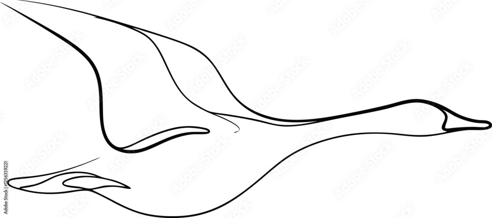 Elegant Line Drawing of a Flying Goose in Flight Elegant Line Drawing of a Flying Goose in Flight