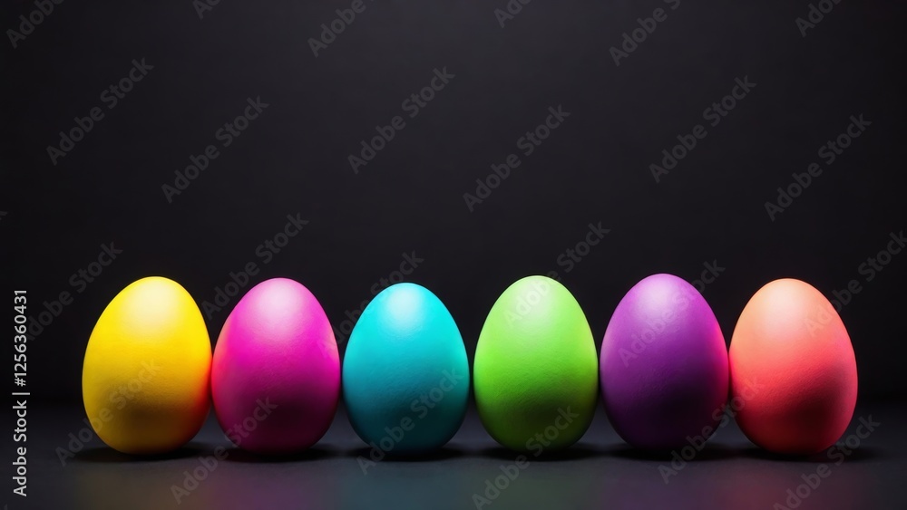 Colorful Easter eggs on a black background
