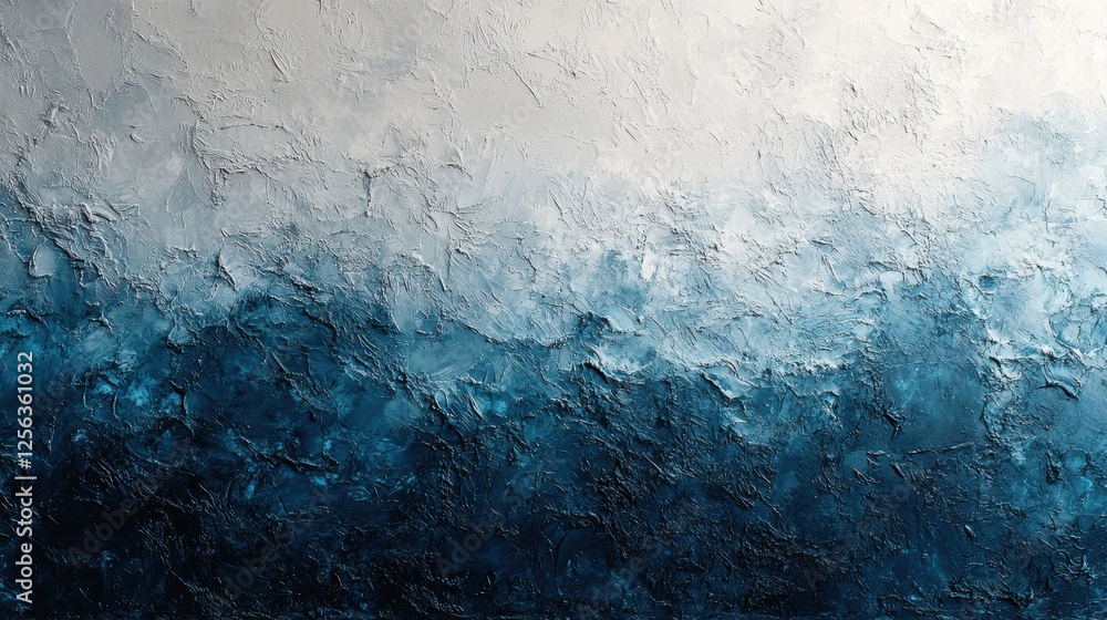 Abstract artwork depicting a textured ocean scene in shades of blue and white. Abstract artwork depicting a textured ocean scene in shades of blue and white.