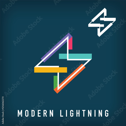 Modern colorful and linear flash logo design. Creative energy and electrical design, corporate identity. vector