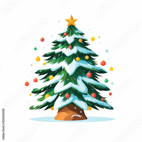 christmas tree,christmas tree logo,new year,decorated christmas tree with ornaments, garlands and stars,vector illustration.	
