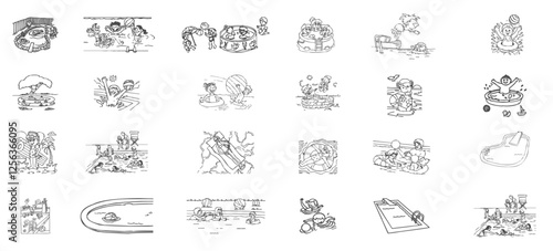 Swimming pool and activities vector bundle