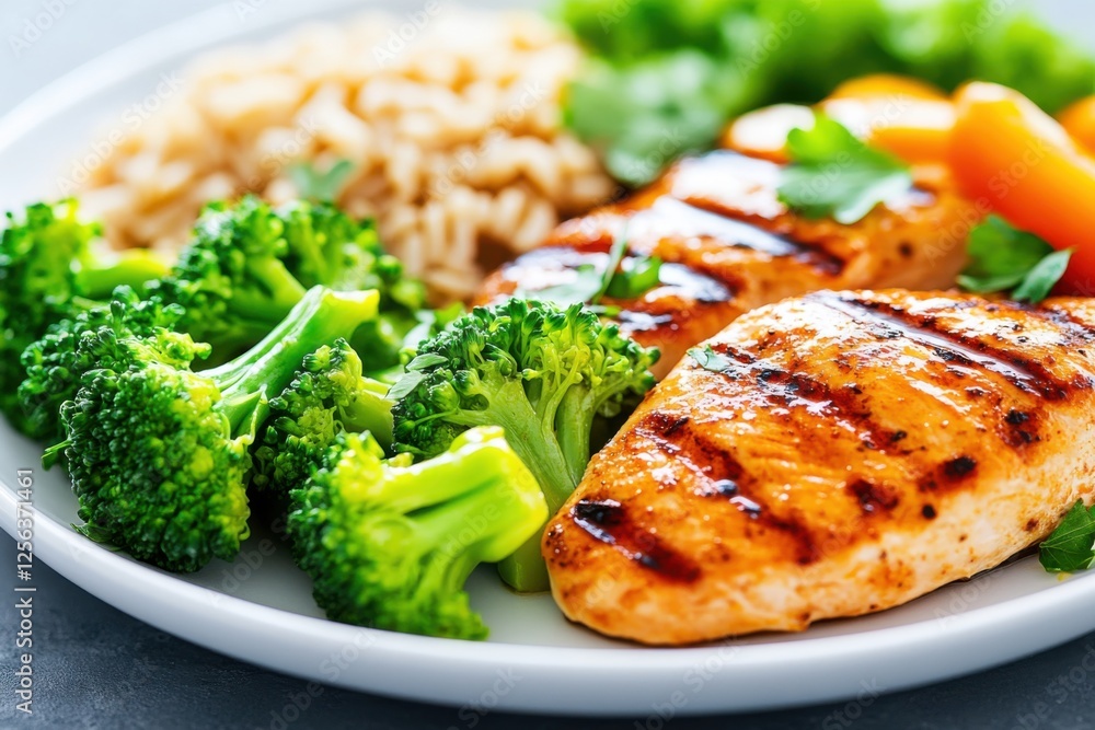 Deliciously balanced meal showcasing grilled chicken, steamed broccoli, and brown rice for nutritious eating at home or meal prep Deliciously balanced meal showcasing grilled chicken, steamed broccoli, and brown rice for nutritious eating at home or meal prep
