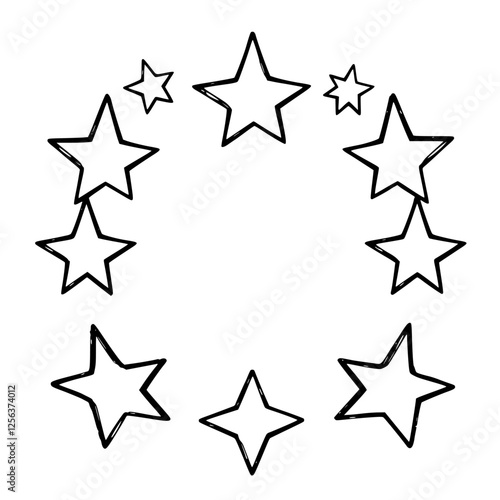 Black-line Stars Circle: Starry Arrangement of Outline Stars