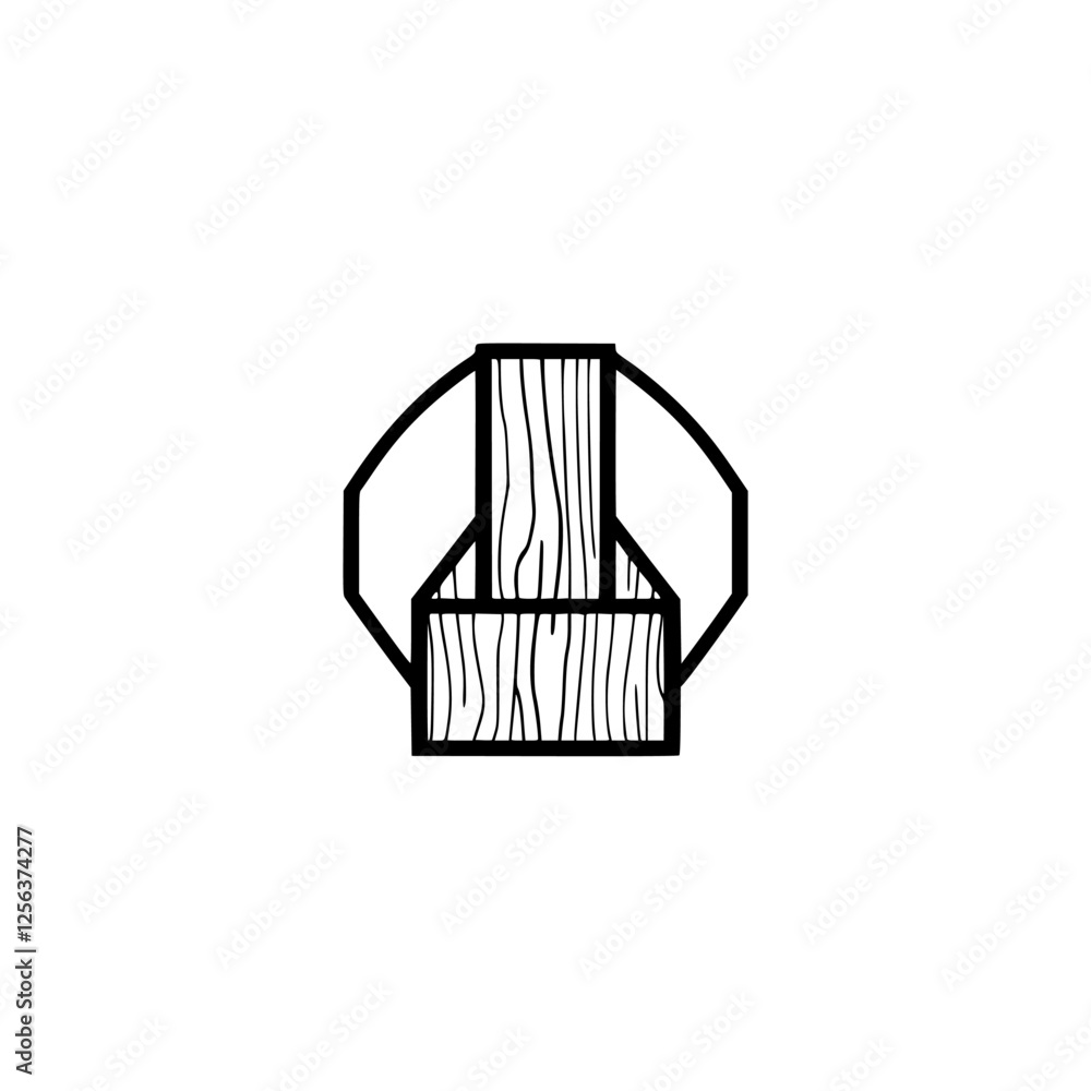Minimalist Woodcut: A geometric, abstract art piece with a textured wood grain surface, showing a simple modern look. Minimalist Woodcut: A geometric, abstract art piece with a textured wood grain surface, showing a simple modern look.