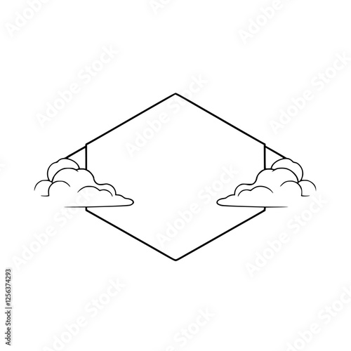 A minimal Artwork-
Symmetrical
Composition framed by clouds, in clouds,
 style, aframe.