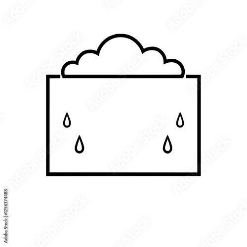 Simple illustration of cloud and raindrops, depicting precipitation.