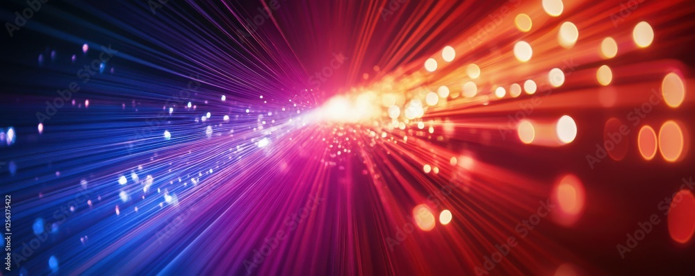 Fototapeta premium Dynamic abstract light burst with vibrant red and blue streaks