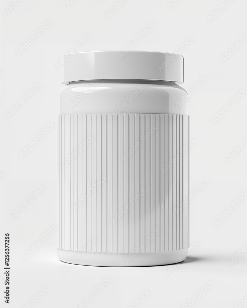 Minimalist white jar with ribbed texture suitable for various uses and aesthetics Minimalist white jar with ribbed texture suitable for various uses and aesthetics