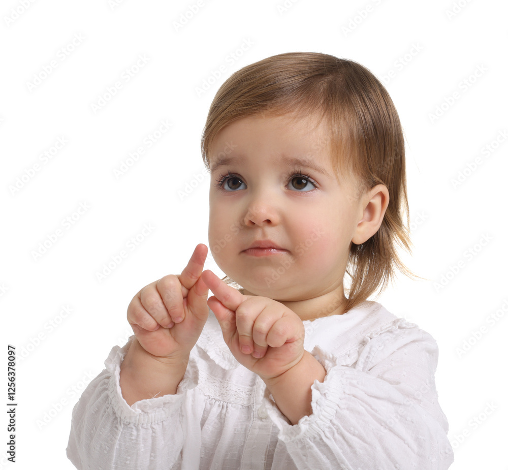 Cute little baby girl on white background Cute little baby girl on white background