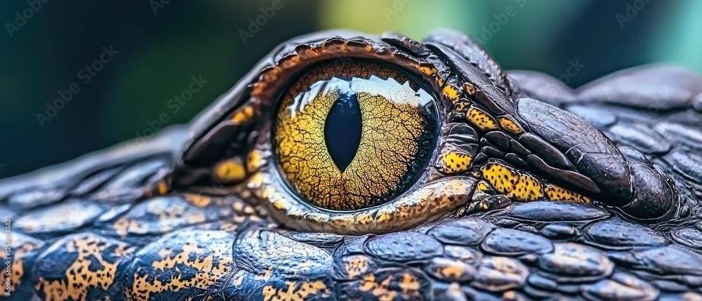 Close-up of a reptile's eye revealing intricate patterns and vibrant colors in a natural setting Close-up of a reptile's eye revealing intricate patterns and vibrant colors in a natural setting