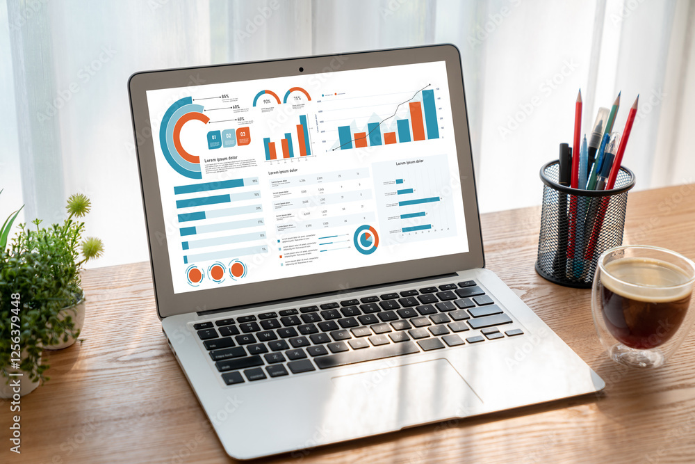 Business data dashboard provide business intelligence analytic for marketing strategy planning snugly with big data set to analyze customer demands and foreseeing business future Business data dashboard provide business intelligence analytic for marketing strategy planning snugly with big data set to analyze customer demands and foreseeing business future