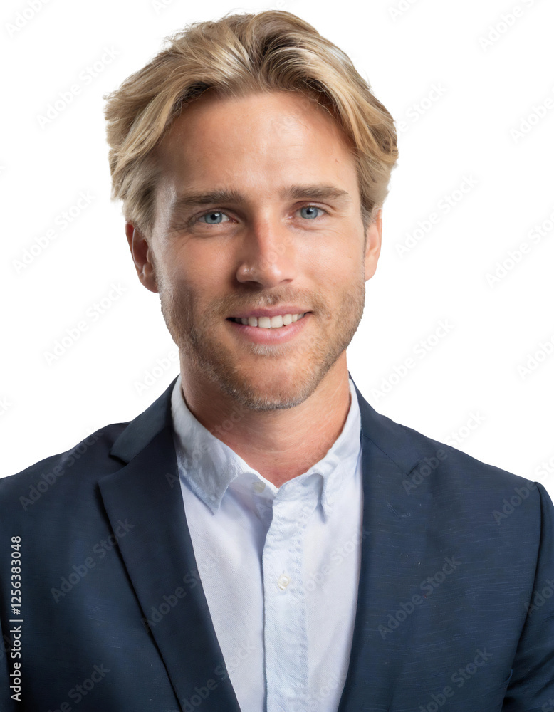 Portrait of only one Man. White Background. Portrait of only one Man. White Background.