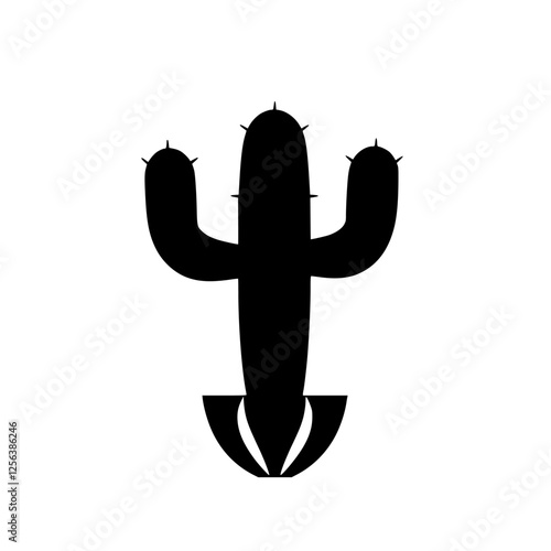 Cactus silhouette with a simple abstract design and spiked details.