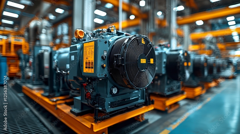 This image depicts a powerful industrial engine equipped with an advanced cooling system, illustrating the blend of technology and robust design in contemporary machinery. This image depicts a powerful industrial engine equipped with an advanced cooling system, illustrating the blend of technology and robust design in contemporary machinery.