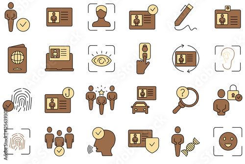 Identity icons set. Set of editable stroke icons.Set of Identity