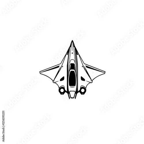 Fototapeta Futuristic Starfighter: A Black and White View of a Minimalist Jet