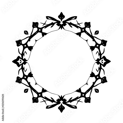 Elegant minimalist design of a digital frame in a wreath shape.