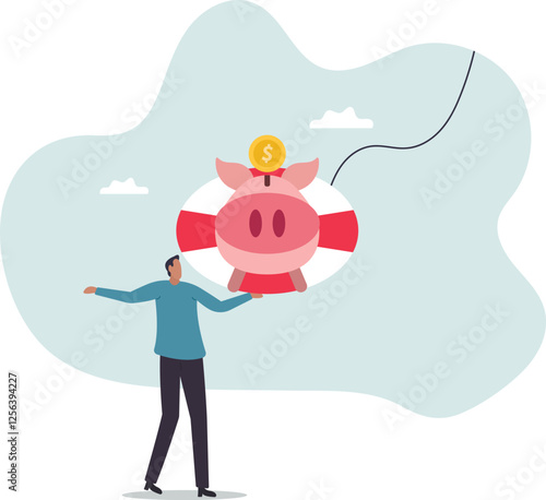 Emergency fund or money to help in crisis situation, savings for unexpected expense or losing job, emergency loan .business concept.flat character.