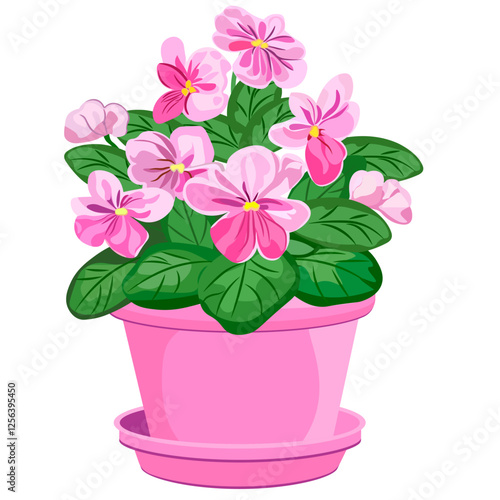 indoor plant in pot pink flower vector image