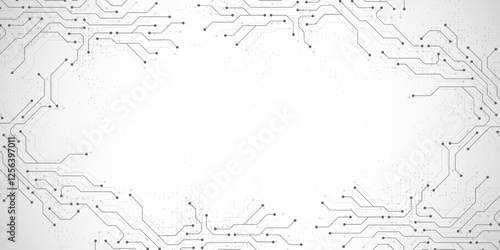 Circuit board digital abstract background. Motherboard technology texture design. AI semiconductor and computer processor on tech bg. Vector illustration