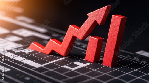 Wallpaper Mural Red Graph Arrow and Bars Showing Growth on Dark Background Torontodigital.ca