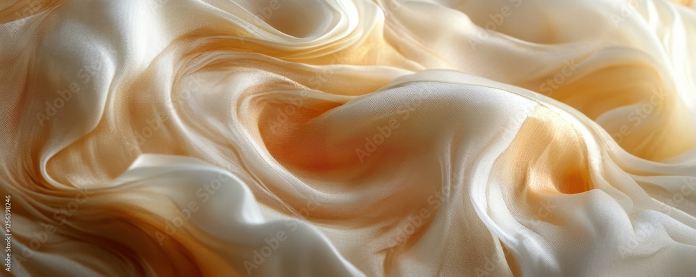 Luxurious creamy silk fabric with soft folds and elegant texture Luxurious creamy silk fabric with soft folds and elegant texture