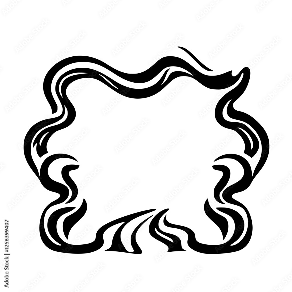 Bold black lines form an organic frame with a flowing style. Bold black lines form an organic frame with a flowing style.