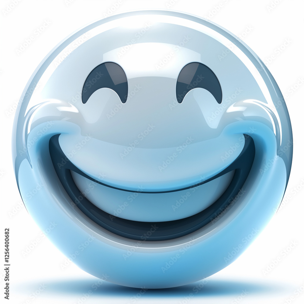 Happy blue ball with happy face on white background Happy blue ball with happy face on white background