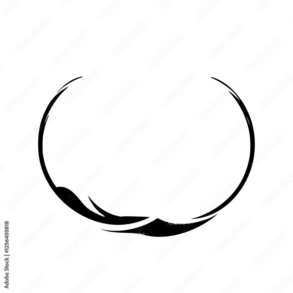 Crescent Moon Abstract: A minimalist design representing a brushstroke, with a crescent shape over white background. Crescent Moon Abstract: A minimalist design representing a brushstroke, with a crescent shape over white background.