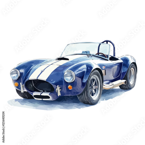 Shelby Cobra – Iconic Watercolor Vector Illustration, Classic Sports Car Design, Vintage Performance Vehicle Artwork, Bold Shelby Cobra Vector.  
