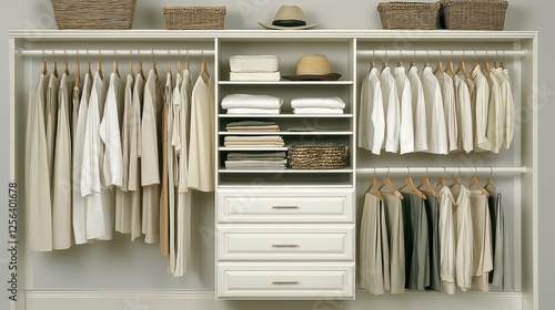 Minimalist Wardrobe with Neutral Clothing and Natural Light
