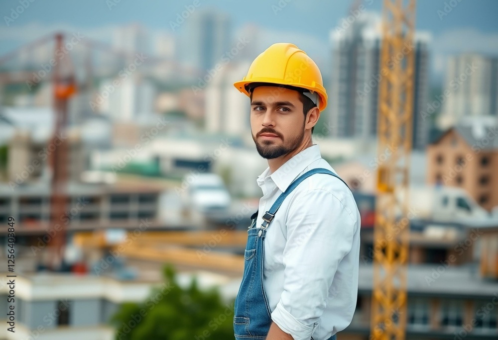 Male constructor worker on a construction site Male constructor worker on a construction site