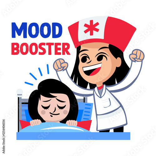 A flat sticker of mood booster nurse 