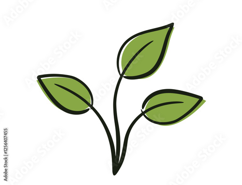 Plant sprout with three stems. Spring, planting and nature design element. Isolated vector image