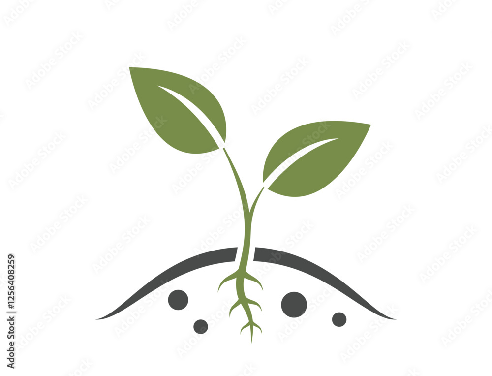 Obraz premium Growing plant sprout. Spring, farming and planting symbol. Isolated vector image