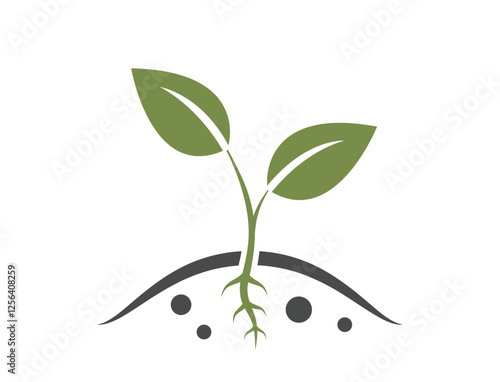 Growing plant sprout. Spring, farming and planting symbol. Isolated vector image