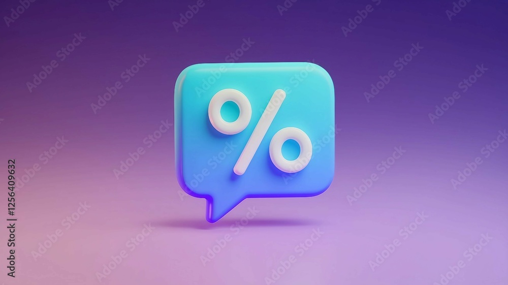 3D chat bubble with a white percent icon inside it, discounts, special offers and promotion.
3D chat bubble with a white percent icon inside it, discounts, special offers and promotion.