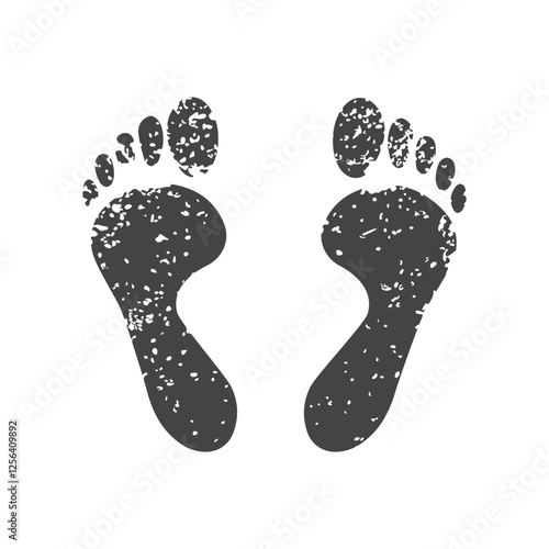 bare human feet traces icon isolated on transparent	
