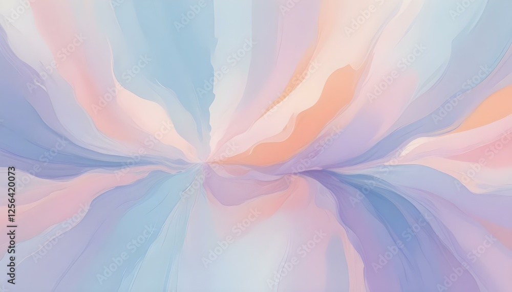 Composición abstracta con trazos suaves y mezclados en colores pastel que incluyen azul claro, lavanda, rosa y melocotón, creando una textura armoniosa y fluida Composición abstracta con trazos suaves y mezclados en colores pastel que incluyen azul claro, lavanda, rosa y melocotón, creando una textura armoniosa y fluida
