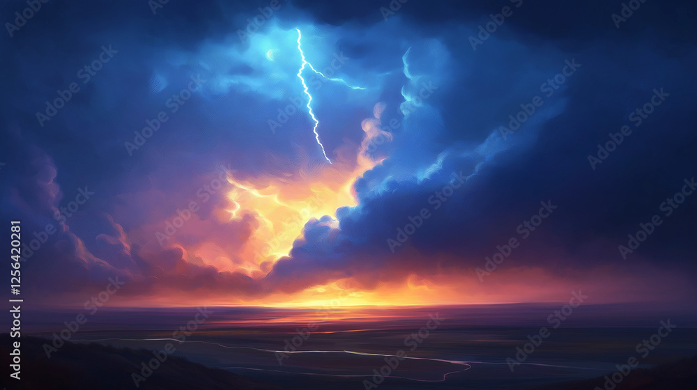 Wild storm rolling over open plains with dark clouds gathering, unleashing nature’s raw, turbulent power Wild storm rolling over open plains with dark clouds gathering, unleashing nature’s raw, turbulent power