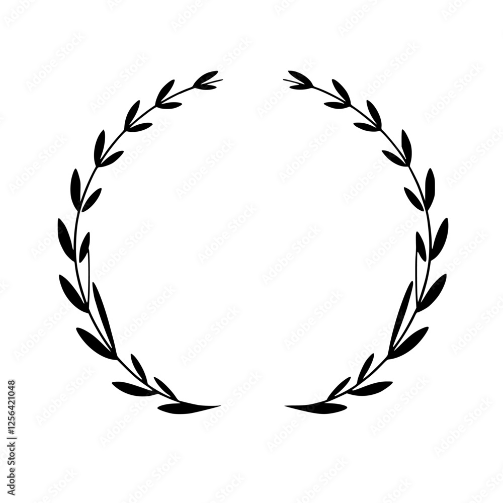 Simple black leaf wreath isolated against a white background. Simple black leaf wreath isolated against a white background.